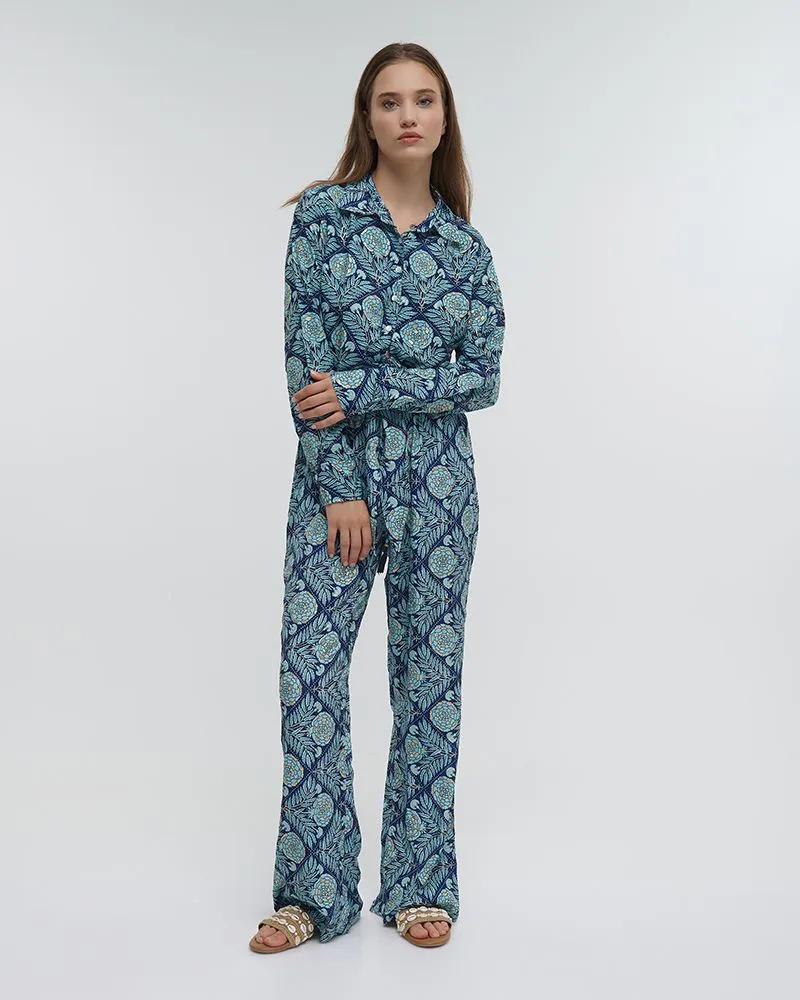 ΠΟΥΚΑΜΙΣΟ ΚΟΝΤΟ ΔΕΤΟ ”ΛΟΥΛΟΥΔΙ” ΜΠΛΕ ΜΕ ΧΡΥΣΕΣ ΛΕΠΤΟΜΕΡΕΙΕΣ ONE SIZE (100% CREPE)