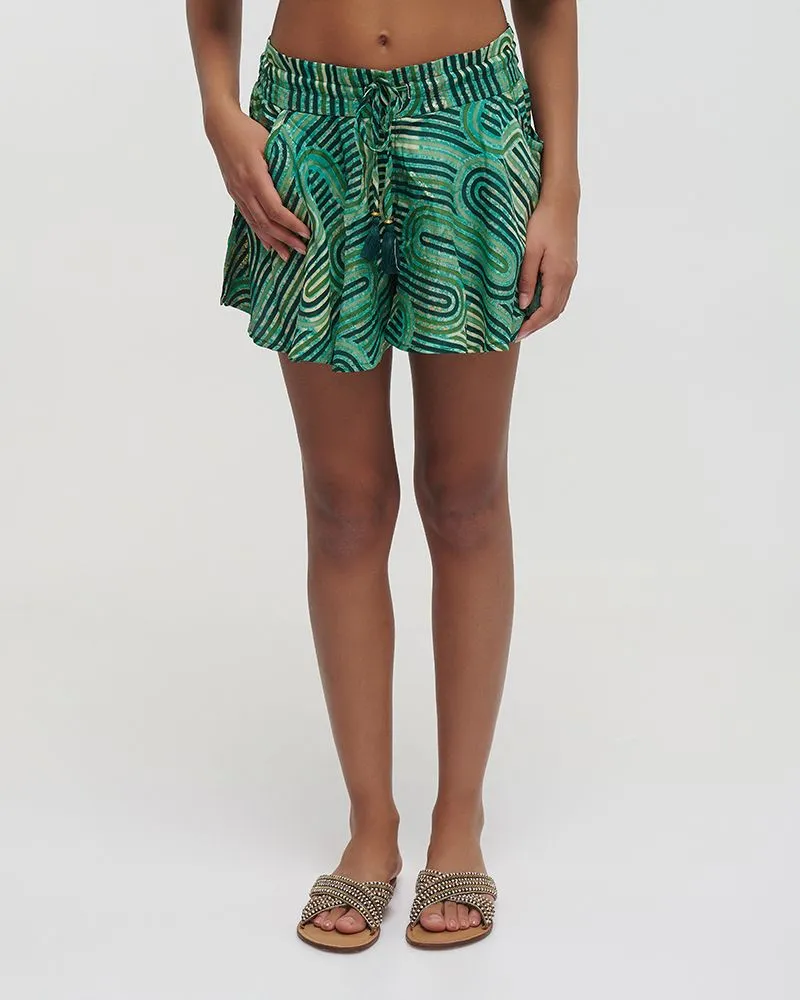 ΣΟΡΤΣΑΚΙ ΜΕ ΚΟΡΔΟΝΙΑ ΠΡΑΣΙΝΟ ΜΕ ΓΕΩΜΑΤΡΙΚΑ ΣΧΕΔΙΑ ΚΑΙ ΧΡΥΣΕΣ ΛΕΠΤΟΜΕΡΕΙΕΣ M/L (100%RAYON)