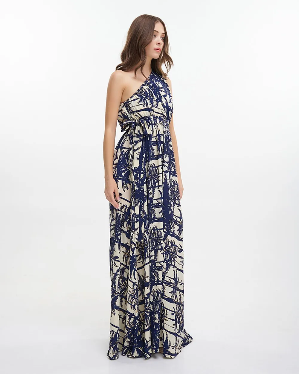 ΦΟΡΕΜΑ ΜΑΚΡΥ ΜΕ 1 ΩΜΟ ''ΦΟΙΝΙΚΕΣ'' ΜΠΛΕ ΜΕ ΧΡΥΣΕΣ ΛΕΠΤΟΜΕΡΕΙΕΣ ONE SIZE (100% CREPE)