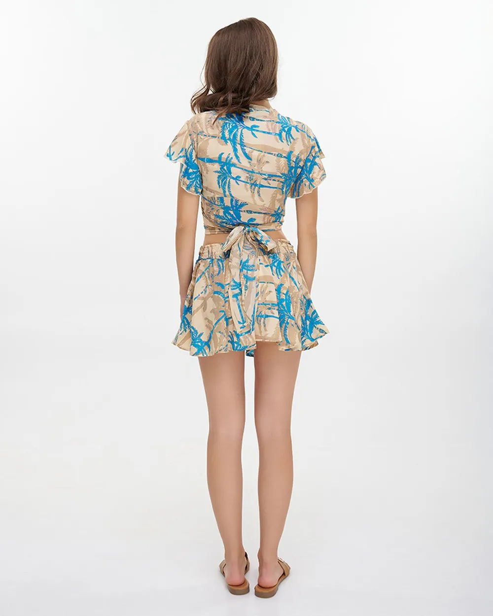 ΤΟΠ ΚΟΝΤΟ ΔΕΤΟ ”ΦΟΙΝΙΚΕΣ” ΤΙΡΚΟΥΑΖ/ΜΠΕΖ ΜΕ ΧΡΥΣΕΣ ΛΕΠΤΟΜΕΡΕΙΕΣ ONE SIZE (100% CREPE)