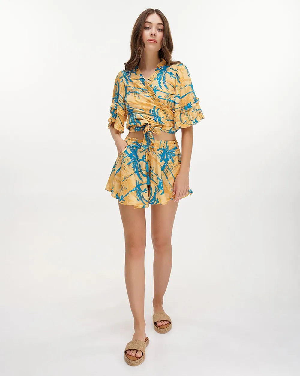 ΤΟΠ ΚΟΝΤΟ ΔΕΤΟ ''ΦΟΙΝΙΚΕΣ'' ΤΙΡΚΟΥΑΖ/ΠΟΡΤΟΚΑΛΙ ΜΕ ΧΡΥΣΕΣ ΛΕΠΤΟΜΕΡΕΙΕΣ ONE SIZE (100% CREPE)