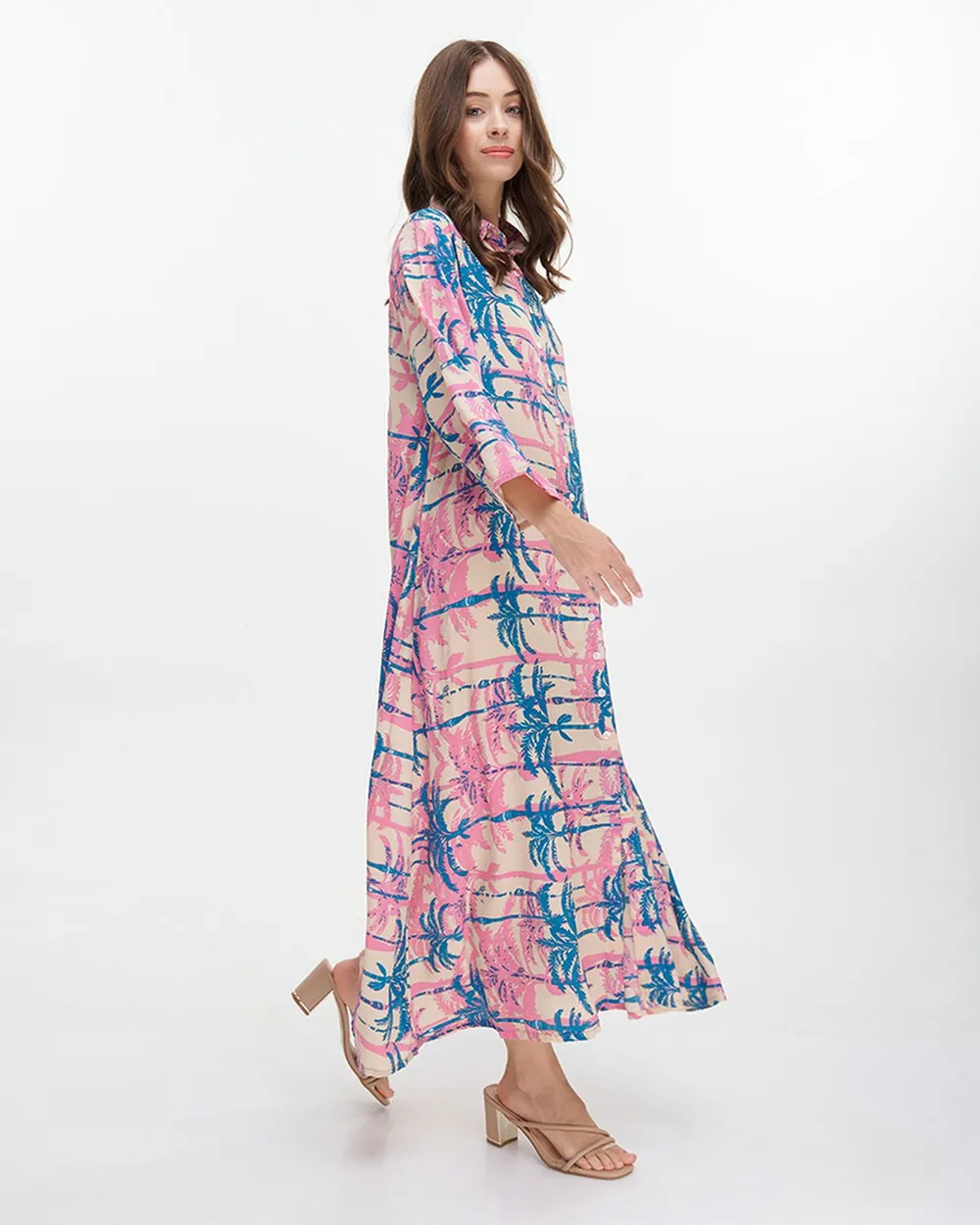 ΠΟΥΚΑΜΙΣΑ ΜΑΚΡΙΑ ''ΦΟΙΝΙΚΕΣ'' ΤΙΡΚΟΥΑΖ/ΡΟΖ ΜΕ ΧΡΥΣΕΣ ΛΕΠΤΟΜΕΡΕΙΕΣ S/M (100% CREPE)