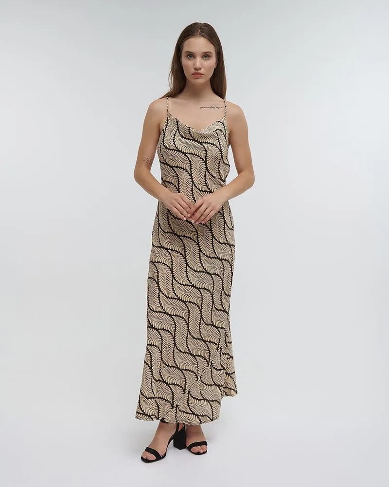 ΦΟΡΕΜΑ ΜΑΚΡΥ ΜΕ ΤΙΡΑΝΤΕΣ ”ΦΥΛΛΟ” ΜΑΥΡΟ ΜΕ ΧΡΥΣΕΣ ΛΕΠΤΟΜΕΡΕΙΕΣ ONE SIZE (100% RAYON)