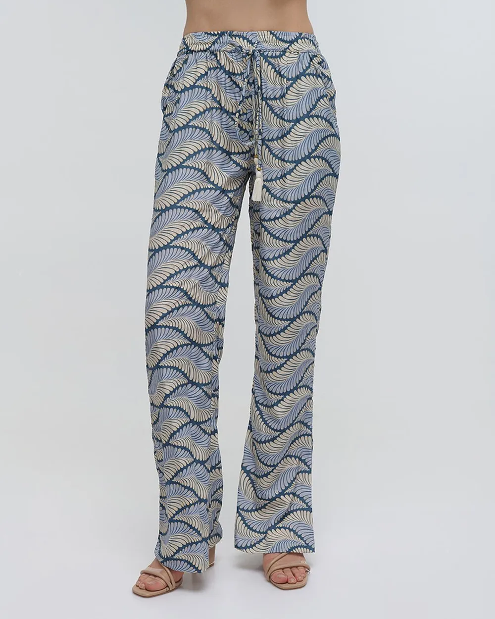 ΠΑΝΤΕΛΟΝΑ ΜΕ ΤΣΕΠΕΣ ''ΦΥΛΛΟ'' ΜΠΛΕ ΜΕ ΧΡΥΣΕΣ ΛΕΠΤΟΜΕΡΕΙΕΣ S/M (100% RAYON)