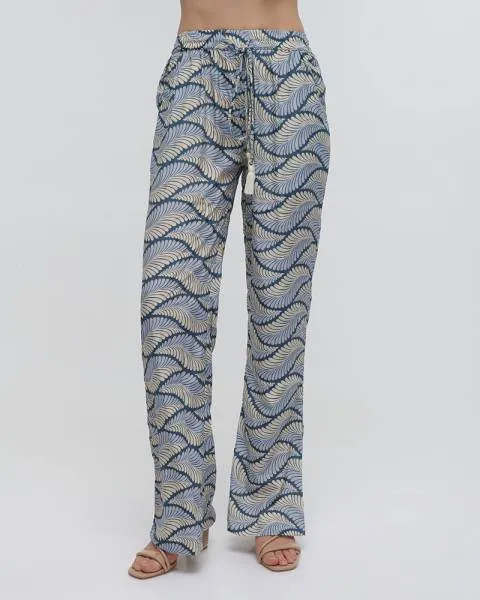 ΠΑΝΤΕΛΟΝΑ ΜΕ ΤΣΕΠΕΣ ''ΦΥΛΛΟ'' ΜΠΛΕ ΜΕ ΧΡΥΣΕΣ ΛΕΠΤΟΜΕΡΕΙΕΣ M/L (100%RAYON)