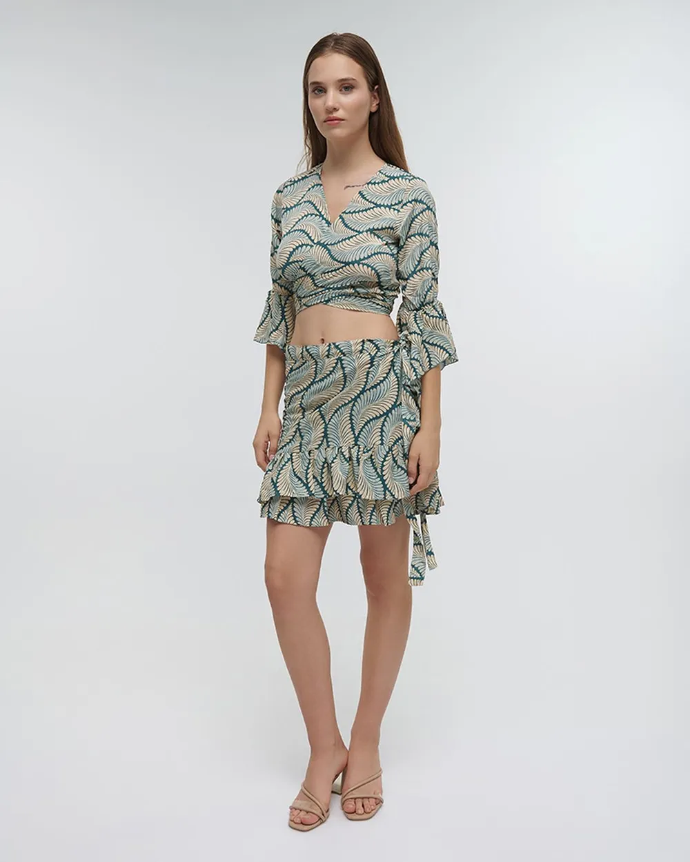 ΤΟΠ ΚΟΝΤΟ ΔΕΤΟ ''ΦΥΛΛΟ'' ΠΡΑΣΙΝΟ ΜΕ ΧΡΥΣΕΣ ΛΕΠΤΟΜΕΡΕΙΕΣ ONE SIZE (100% RAYON)