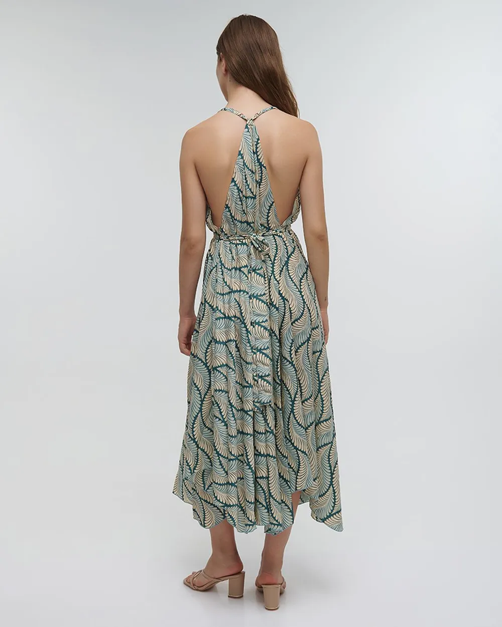 ΦΟΡΕΜΑ ΜΑΚΡΥ ΜΕ ΤΙΡΑΝΤΕΣ ”ΦΥΛΛΟ” ΠΡΑΣΙΝΟ ΜΕ ΧΡΥΣΕΣ ΛΕΠΤΟΜΕΡΕΙΕΣ ONE SIZE (100%RAYON)