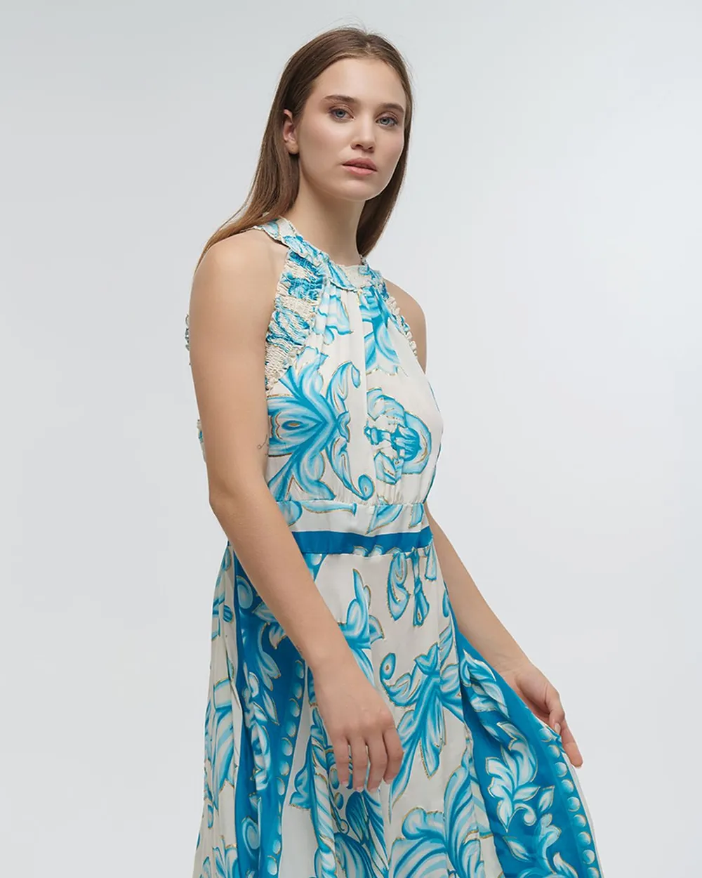 ΦΟΡΕΜΑ ΜΑΚΡΥ ΑΜΑΝΙΚΟ ΤΙΡΚΟΥΑΖ ΜΕ ΧΡΥΣΕΣ ΛΕΠΤΟΜΕΡΕΙΕΣ ONE SIZE (100%RAYON)