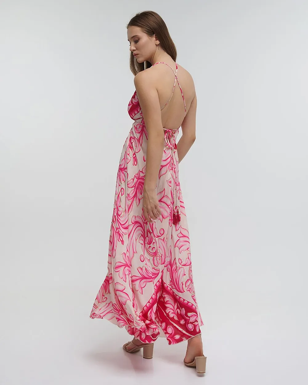 ΦΟΡΕΜΑ ΜΑΚΡΥ ΕΞΩΠΛΑΤΟ ΦΟΥΞΙΑ ΜΕ ΧΡΥΣΕΣ ΛΕΠΤΟΜΕΡΕΙΕΣ ONE SIZE (100%RAYON)