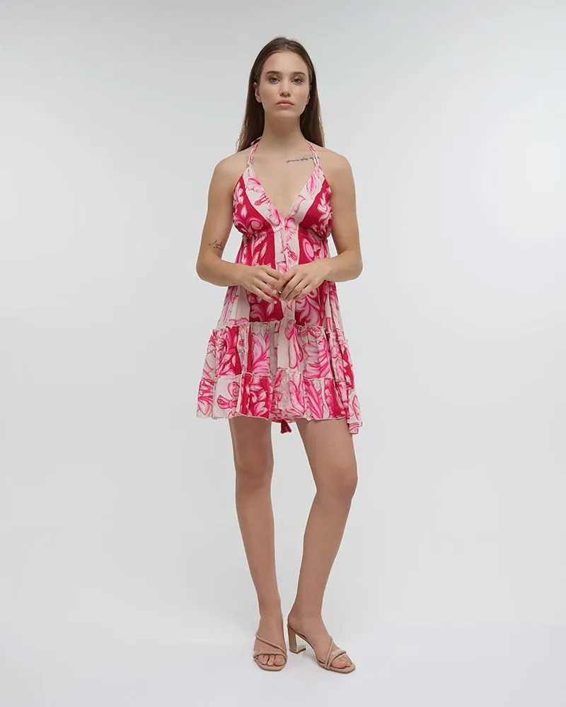 ΦΟΡΕΜΑ ΚΟΝΤΟ ΕΞΩΠΛΑΤΟ ΦΟΥΞΙΑ ΜΕ ΧΡΥΣΕΣ ΛΕΠΤΟΜΕΡΕΙΕΣ ONE SIZE (100%RAYON)