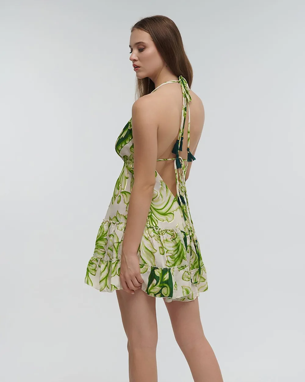 ΦΟΡΕΜΑ ΚΟΝΤΟ ΕΞΩΠΛΑΤΟ ΠΡΑΣΙΝΟ ΜΕ ΧΡΥΣΕΣ ΛΕΠΤΟΜΕΡΕΙΕΣ ONE SIZE (100%RAYON)