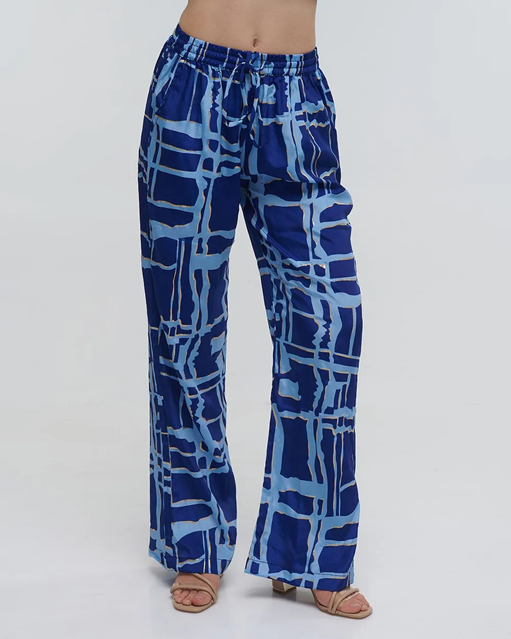 ΠΑΝΤΕΛΟΝΑ ΜΕ ΤΣΕΠΕΣ ''BLOCKS'' ΜΠΛΕ ΜΕ ΧΡΥΣΕΣ ΛΕΠΤΟΜΕΡΕΙΕΣ S/M (100% CREPE)