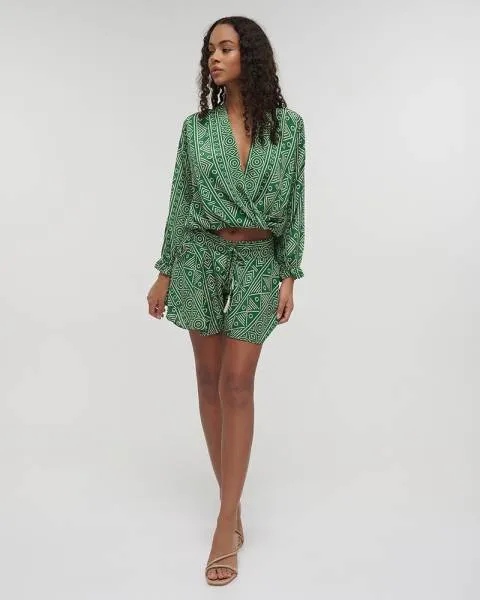 ΤΟΠ ΚΟΝΤΟ ΔΕΤΟ ΠΡΑΣΙΝΟ ΜΕ ΣΧΕΔΙΑ ONE SIZE (100% CREPE)