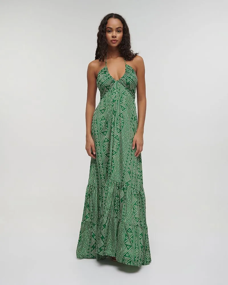 ΦΟΡΕΜΑ ΕΞΩΠΛΑΤΟ ΠΡΑΣΙΝΟ ΜΕ ΣΧΕΔΙΑ ONE SIZE (100% CREPE)