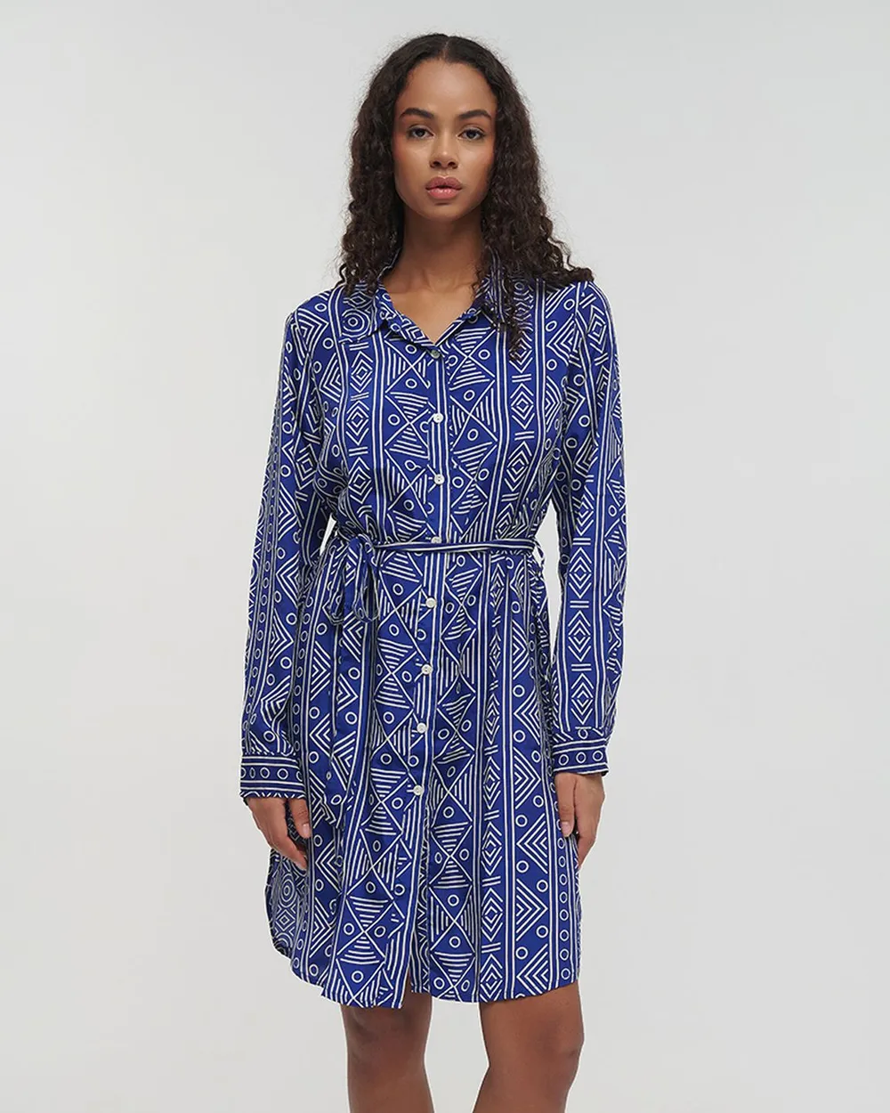 ΠΟΥΚΑΜΙΣΑ ΜΕ ΖΩΝΗ ΜΠΛΕ ΜΕ ΣΧΕΔΙΑ S/M (100% CREPE)