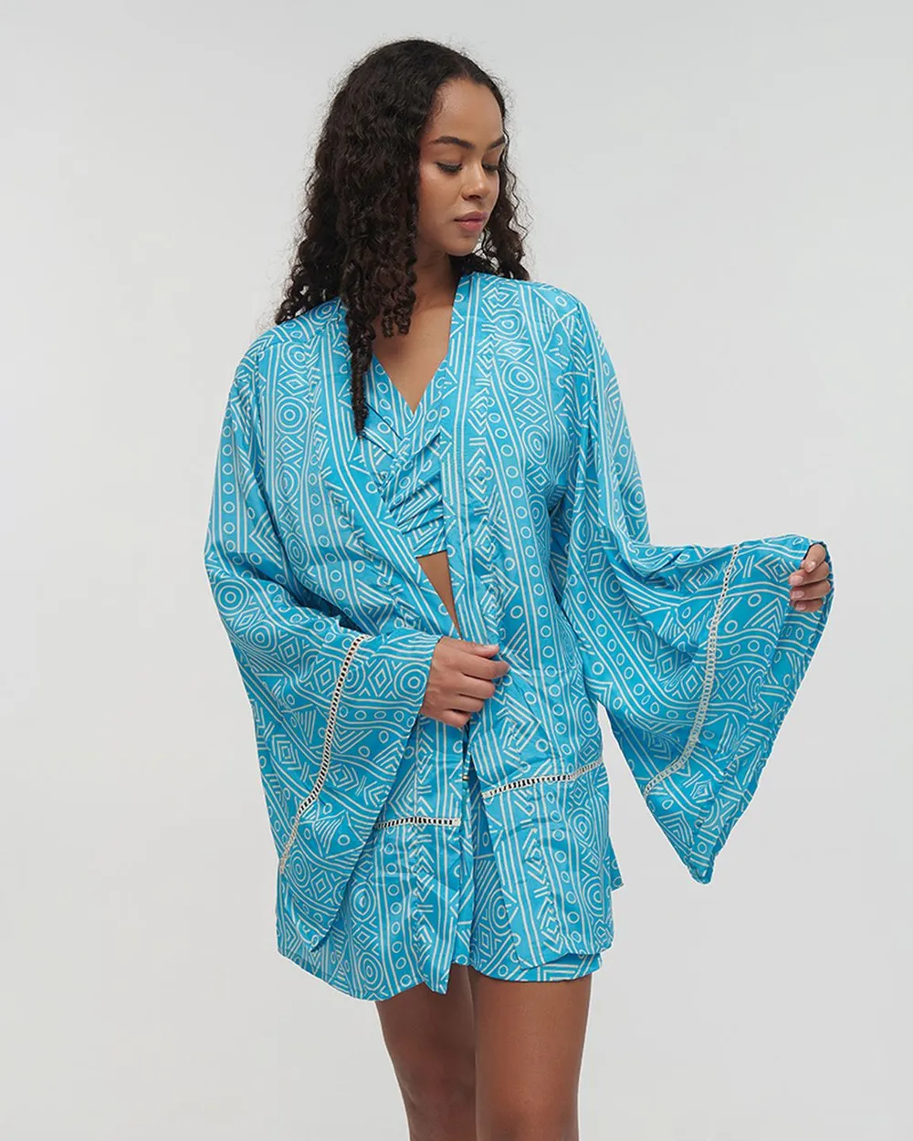 ΚΙΜΟΝΟ ΚΟΝΤΟ ΤΙΡΚΟΥΑΖ ΜΕ ΣΧΕΔΙΑ ONE SIZE (100% CREPE)