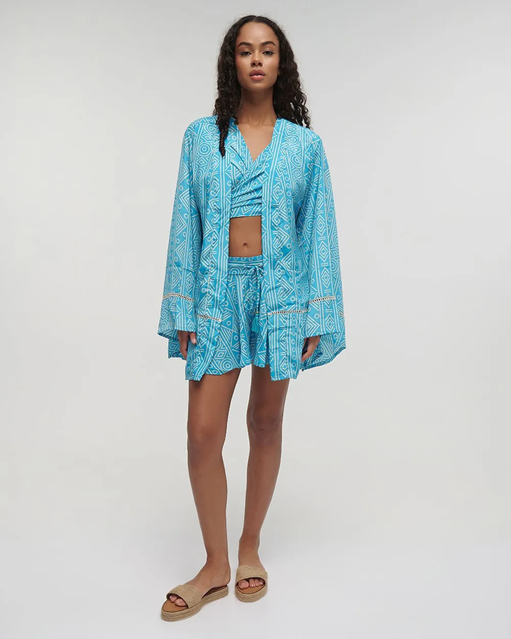 ΚΙΜΟΝΟ ΚΟΝΤΟ ΤΙΡΚΟΥΑΖ ΜΕ ΣΧΕΔΙΑ ONE SIZE (100% CREPE)