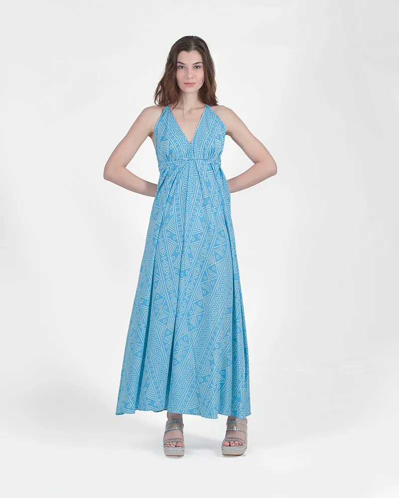 ΦΟΡΕΜΑ ΜΑΚΡΥ AMANIKO ΤΙΡΚΟΥΑΖ ΜΕ ΣΧΕΔΙΑ ONE SIZE (100% CREPE)