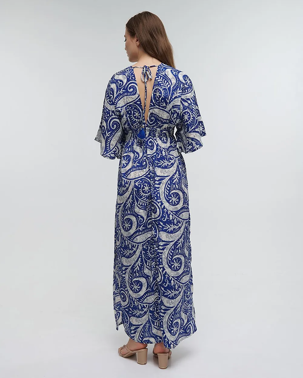 ΦΟΡΕΜΑ ΜΑΚΡΥ ΜΕ 3/4 ΜΑΝΙΚΙ ΕΜΠΡΙΜΕ ΜΠΛΕ ONE SIZE (100% RAYON)