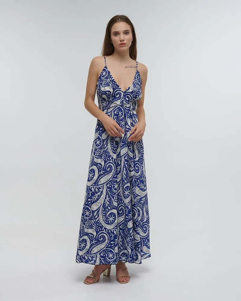 ΦΟΡΕΜΑ ΜΑΚΡΥ ΕΞΩΠΛΑΤΟ ΕΜΠΡΙΜΕ ΜΠΛΕ ONE SIZE (100% RAYON)