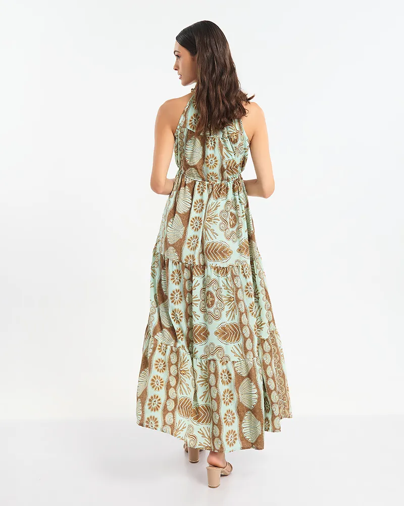 ΑΜΑΝΙΚΟ ΦΟΡΕΜΑ ΜΑΚΡΥ ΤΥΡΚΟΥΑΖ/ΚΑΦΕ ΜΕ ΚΟΧΥΛΙΑ ΚΑΙ ΧΡΥΣΕΣΛΕΠΤΟΜΕΡΕΙΕΣ ONE SIZE (60% SILK 40% POLYESTER)