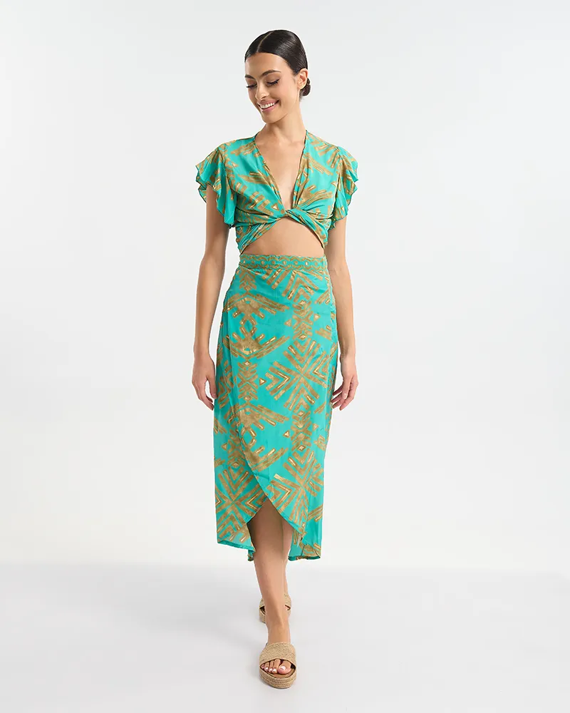 ΚΟΝΤΟ ΤΟΠ ΔΕΤΟ ΤΥΡΚΟΥΑΖ/ΠΡΑΣΙΝΟ ΜΕ ΧΡΥΣΕΣ ΛΕΠΤΟΜΕΡΕΙΕΣ ONE SIZE (60% SILK 40% POLYESTER) ΚΟΝΤΟ ΤΟΠ ΔΕΤΟ ΤΥΡΚΟΥΑΖ/ΠΡΑΣΙΝΟ ΜΕ ΧΡΥΣΕΣ ΛΕΠΤΟΜΕΡΕΙΕΣ ONE SIZE (60% SILK 40% POLYESTER)