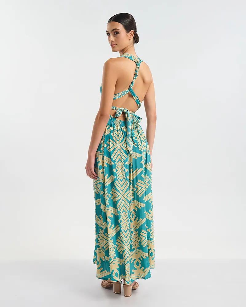 ΦΟΡΕΜΑ ΜΑΚΡΥ ΠΟΛΥΜΟΡΦΙΚΟ ΤΥΡΚΟΥΑΖ/ ΧΡΥΣΟ ΜΕ PATTERN ONE SIZE (60% SILK 40% POLYESTER)