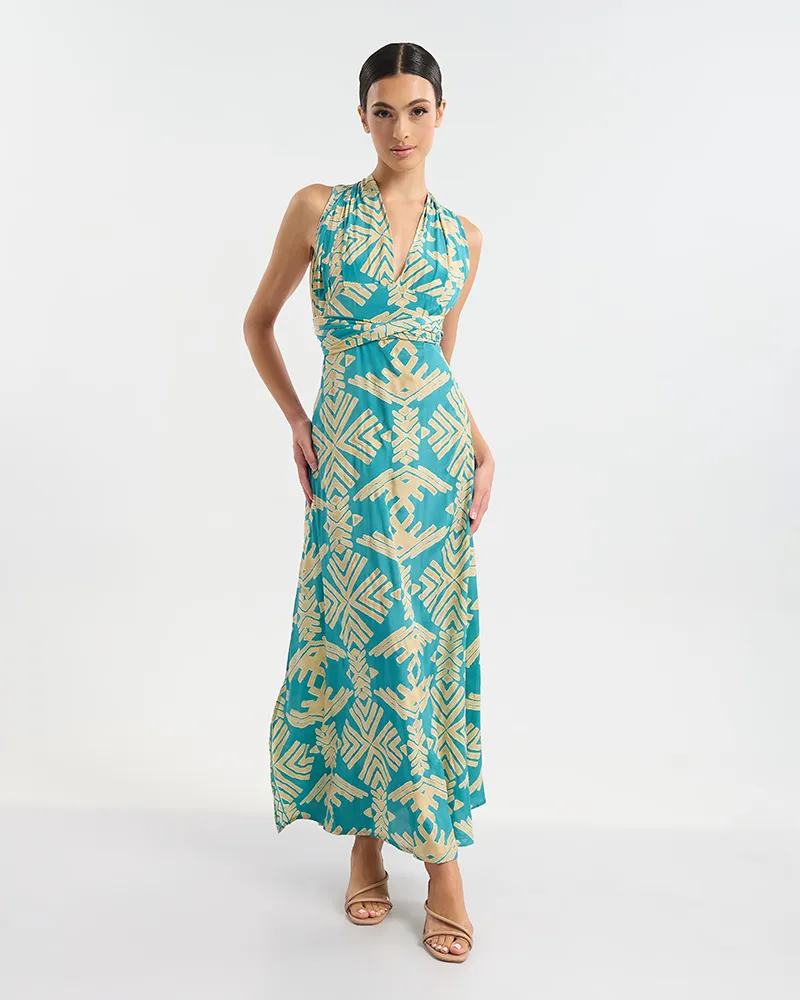 ΦΟΡΕΜΑ ΜΑΚΡΥ ΠΟΛΥΜΟΡΦΙΚΟ ΤΥΡΚΟΥΑΖ/ ΧΡΥΣΟ ΜΕ PATTERN ONE SIZE (60% SILK 40% POLYESTER)