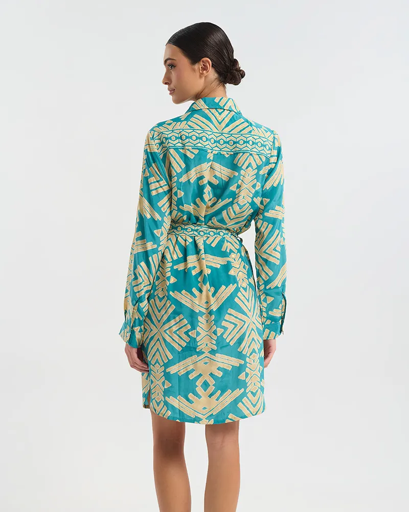 ΠΟΥΚΑΜΙΣΑ ΜΕ ΖΩΝΑΚΙ ΤΥΡΚΟΥΑΖ/ ΧΡΥΣΟ ΜΕ PATTERN S/M (60% SILK 40% POLYESTER)