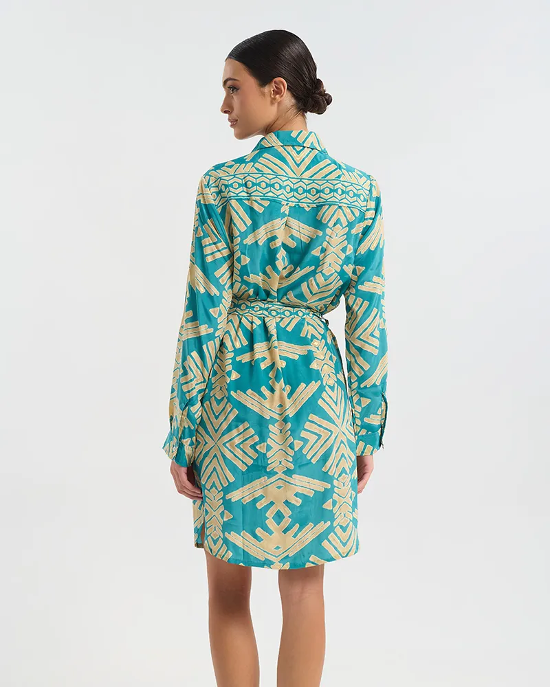 ΠΟΥΚΑΜΙΣΑ ΜΕ ΖΩΝΑΚΙ ΤΥΡΚΟΥΑΖ/ ΧΡΥΣΟ ΜΕ PATTERN M/L (60% SILK 40% POLYESTER)