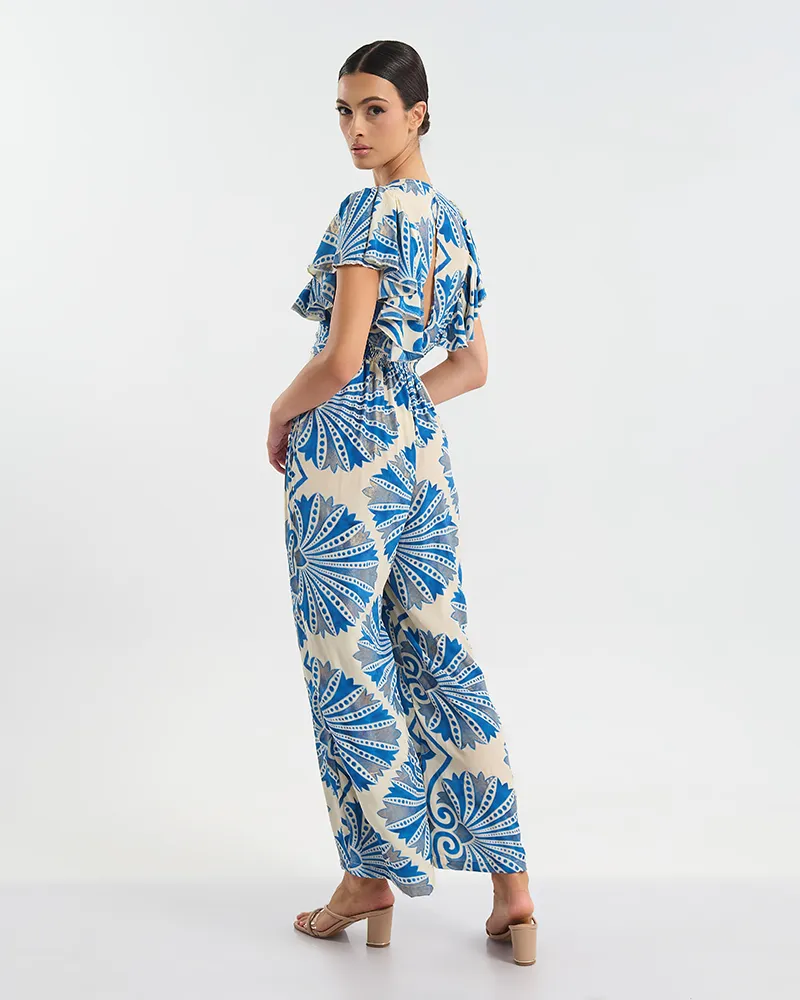 ΟΛΟΣΩΜΗ ΦΟΡΜΑ ΜΑΚΡΙΑ ΜΕ ΚΟΝΤΟ ΜΑΝΙΚΙ  ΛΕΥΚΌ ΜΕ ΜΠΛΕ/ ΧΡΥΣΕΣ ΛΕΠΤΟΜΕΡΕΙΕΣ ONE SIZE  (60% SILK 40% POLYESTER)