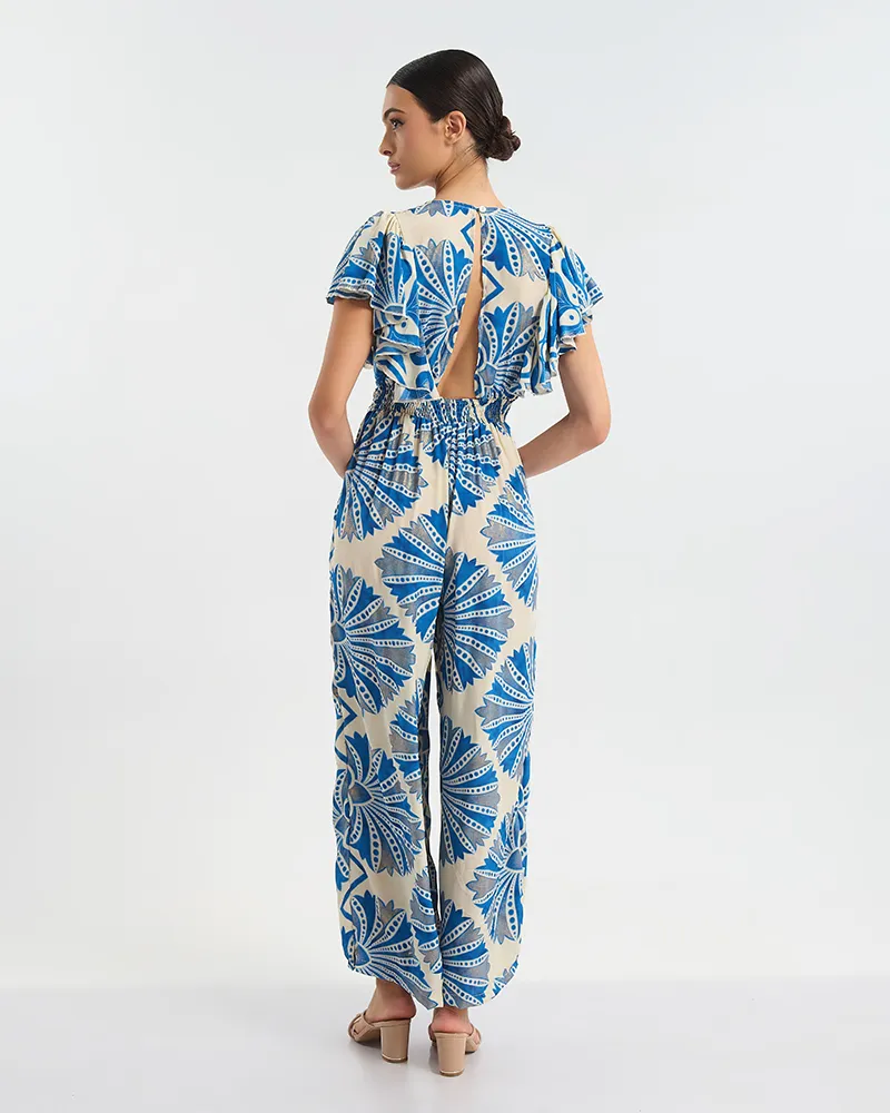 ΟΛΟΣΩΜΗ ΦΟΡΜΑ ΜΑΚΡΙΑ ΜΕ ΚΟΝΤΟ ΜΑΝΙΚΙ  ΛΕΥΚΌ ΜΕ ΜΠΛΕ/ ΧΡΥΣΕΣ ΛΕΠΤΟΜΕΡΕΙΕΣ ONE SIZE  (60% SILK 40% POLYESTER)