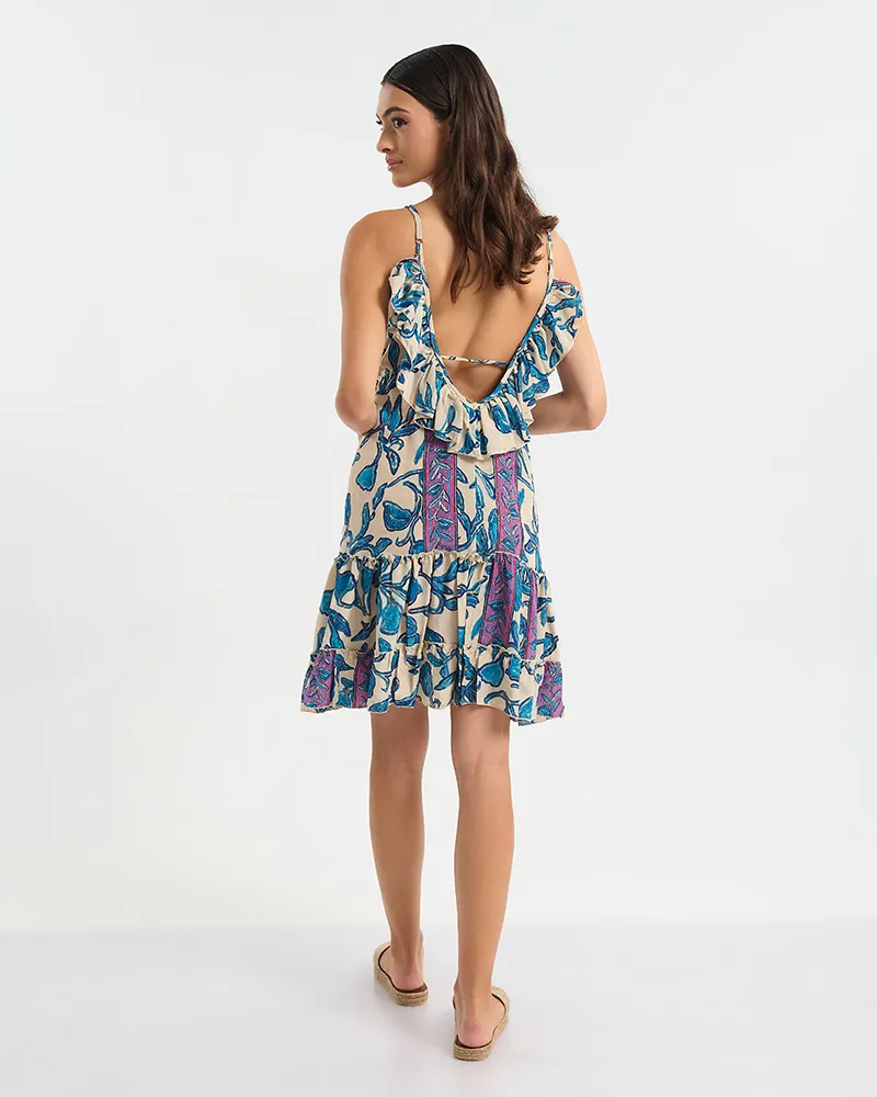 KONTO ΦΟΡΕΜΑ ΜΕ ΤΙΡΑΝΤΕΣ ΕΚΡΟΥ ΜΕ ΜΠΛΕ/ΧΡΥΣΑ  ΛΟΥΛΟΥΔΙΑ ONE SIZE (60% SILK 40% POLYESTER)