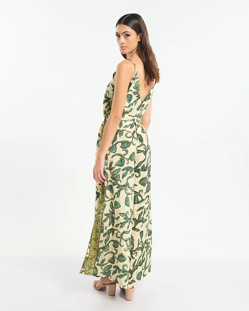 ΟΛΟΣΩΜΗ ΦΟΡΜΑ ΜΑΚΡΙΑ ΑΜΑΝΙΚΗ ΣΕ ΕΚΡΟΥ ΜΕ ΧΡΥΣΕΣ/ ΠΡΑΣΙΝΕΣ ΛΕΠΤΟΜΕΡΕΙΕΣ ONE SIZE (60% SILK 40% POLYESTER)