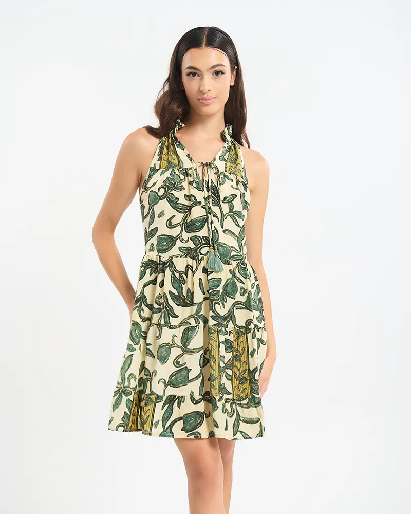 ΦΟΡΕΜΑ ΜΕ ΓΙΑΚΑ ΚΟΝΤΟ ΑΜΑΝΙΚΟ ΣΕ ΕΚΡΟΎ ΜΕ ΧΡΥΣΕΣ/ΠΡΑΣΙΝΕΣ ΛΕΠΤΟΜΕΡΕΙΕΣ ONE SIZE  (60% SILK 40% POLYESTER)