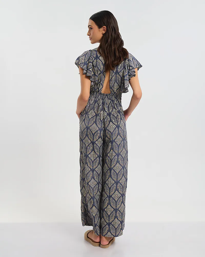 ΟΛΟΣΩΜΗ ΦΟΡΜΑ ΜΑΚΡΙΑ ΜΕ ΚΟΝΤΟ ΜΑΝΙΚΙ ΣΕ ΜΠΛΕ ΜΕ ΡΟΜΒΟΥΣ ONE SIZE  (60% SILK 40% POLYESTER)