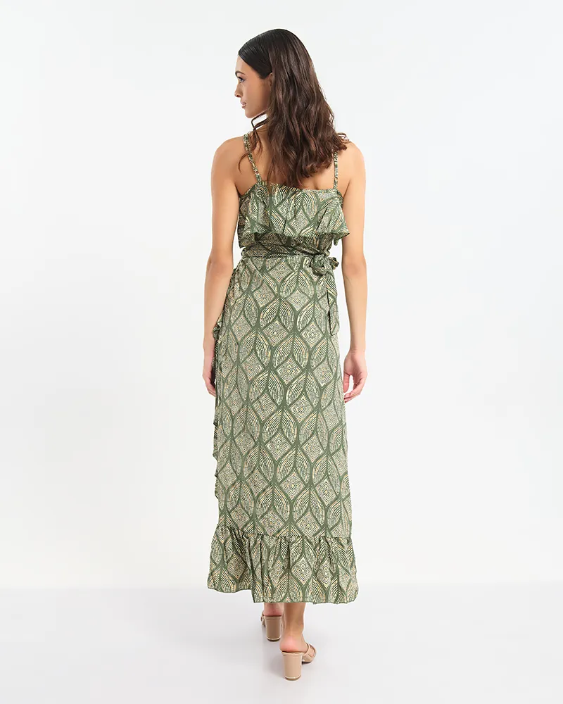 ΦΟΡΕΜΑ ΚΡΟΥΑΖΕ  ΜΑΚΡΥ ΠΡΑΣΙΝΟ ΜΕ ΡΟΜΒΟΥΣ ONE SIZE  (60% SILK 40% POLYESTER)