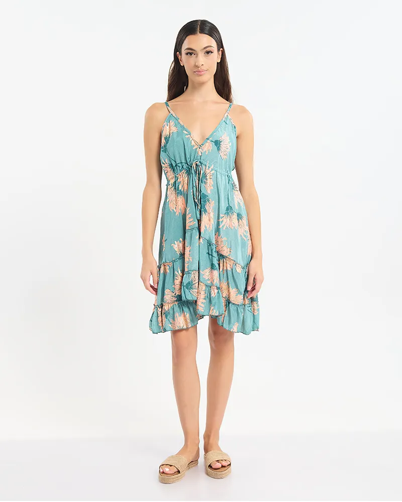 KONTO ΦΟΡΕΜΑ ΑΜΑΝΙΚΟ ΣΕ ΓΑΛΑΖΙΟ ΧΡΩΜΑ ΜΕ ΕΚΡΟΎ ΛΕΠΤΟΜΕΡΕΙΕΣ ONE SIZE  (60% SILK 40% POLYESTER)