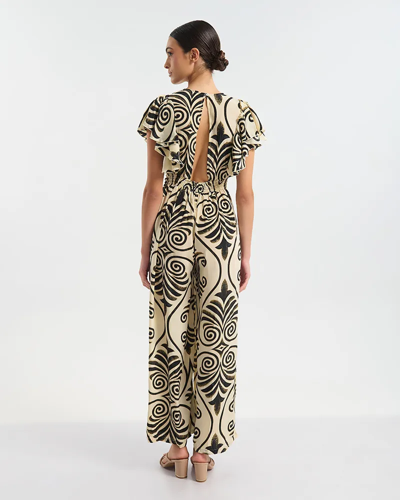 ΟΛΟΣΩΜΗ ΦΟΡΜΑ ΜΑΚΡΙΑ ΜΕ ΚΟΝΤΟ ΜΑΝΙΚΙ ΕΚΡΟΎ ΜΕ ΜΑΥΡΕΣ/ΧΡΥΣΕΣ ΛΕΠΤΟΜΕΡΕΙΕΣ ONE SIZE  (60% SILK 40% POLYESTER)