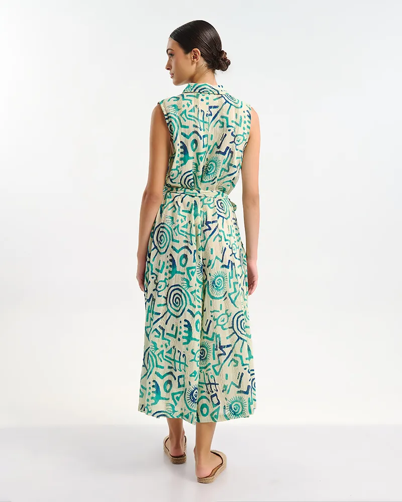 ΟΛΟΣΩΜΗ ΦΟΡΜΑ ΜΑΚΡΙΑ ΛΕΥΚΟ ΜΕ ΠΡΑΣΙΝΑ/ ΤΙΡΚΟΥΑΖ ΣΧΕΔΙΑ ONE SIZE  (100% COTTON)