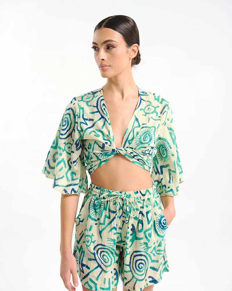 ΤΟΠ ΚΟΝΤΟ ΜΕ 3/4 ΜΑΝΙΚΙ ΛΕΥΚΟ ΜΕ ΠΡΑΣΙΝΑ/ ΤΙΡΚΟΥΑΖ ΣΧΕΔΙΑ ONE SIZE (100% COTTON) ΤΟΠ ΚΟΝΤΟ ΜΕ 3/4 ΜΑΝΙΚΙ ΛΕΥΚΟ ΜΕ ΠΡΑΣΙΝΑ/ ΤΙΡΚΟΥΑΖ ΣΧΕΔΙΑ ONE SIZE (100% COTTON)