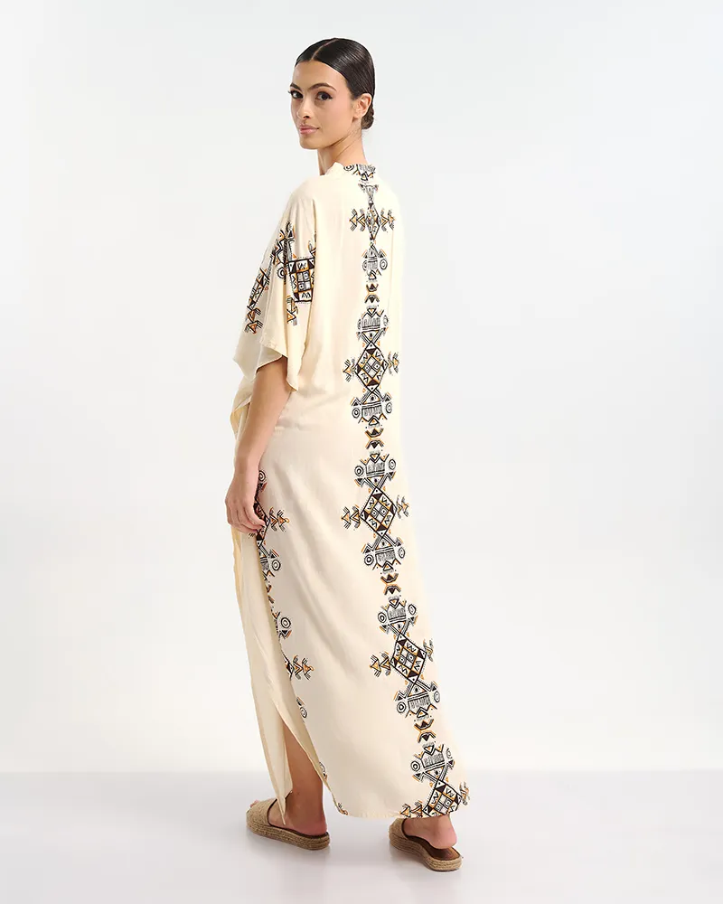 ΚΑΦΤΑΝΙ ΜΑΚΡΥ ΕΚΡΟΥ ΜΕ ΓΕΩΜΕΤΡΙΚΑ ΣΧΕΔΙΑ ONE SIZE (100% RAYON)