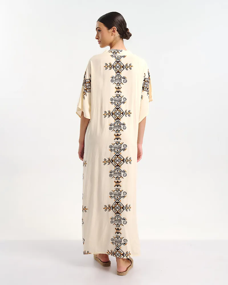 ΚΑΦΤΑΝΙ ΜΑΚΡΥ ΕΚΡΟΥ ΜΕ ΓΕΩΜΕΤΡΙΚΑ ΣΧΕΔΙΑ ONE SIZE (100% RAYON)