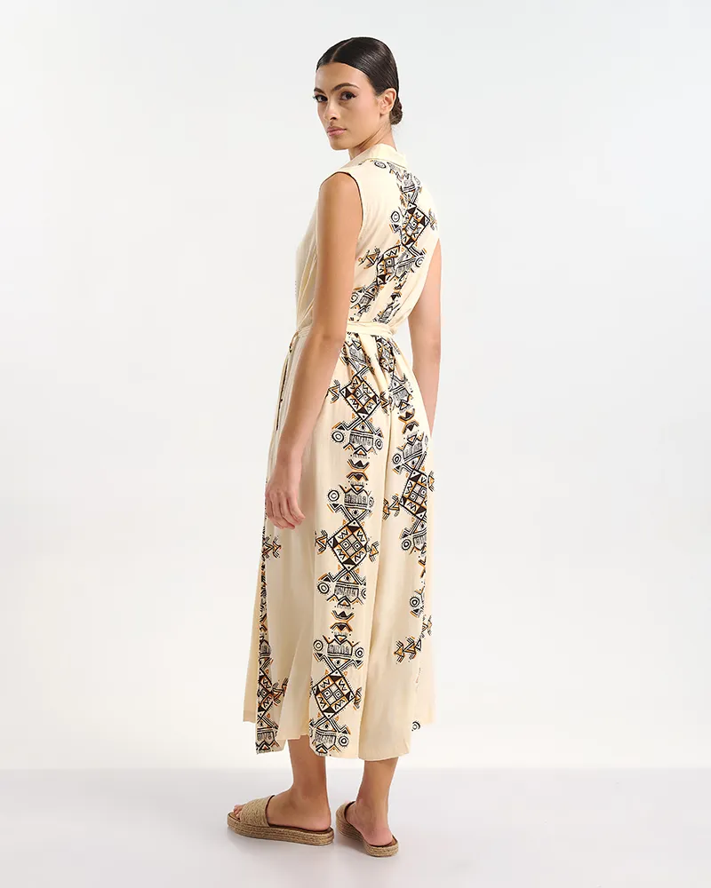 ΟΛΟΣΩΜΗ ΦΟΡΜΑ ΜΑΚΡΙΑ ΕΚΡΟΥ ΜΕ ΓΕΩΜΕΤΡΙΚΑ ΣΧΕΔΙΑ ONE SIZE (100% RAYON)