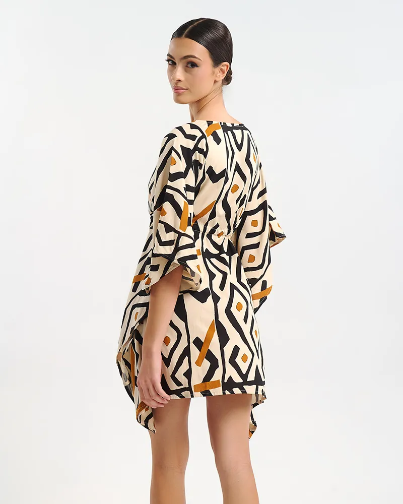 ΚΑΦΤΑΝΙ ΚΟΝΤΟ ΜΠΕΖ/ΜΑΥΡΟ ΜΕ ΣΧΕΔΙΑ ONE SIZE (100% RAYON)