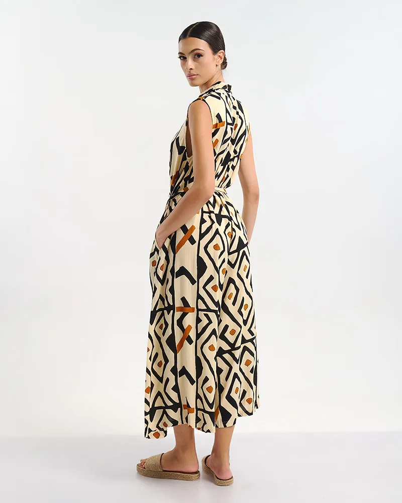 ΟΛΟΣΩΜΗ ΦΟΡΜΑ ΜΑΚΡΙΑ ΜΠΕΖ/ΜΑΥΡΟ ΜΕ ΣΧΕΔΙΑ ONE SIZE (100% RAYON)