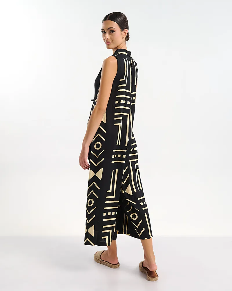 ΟΛΟΣΩΜΗ ΦΟΡΜΑ ΜΑΚΡΙΑ ΜΑΥΡΟ ΜΕ ΓΕΩΜΕΤΡΙΚΑ ΣΧΕΔΙΑ ONE SIZE (100% RAYON)