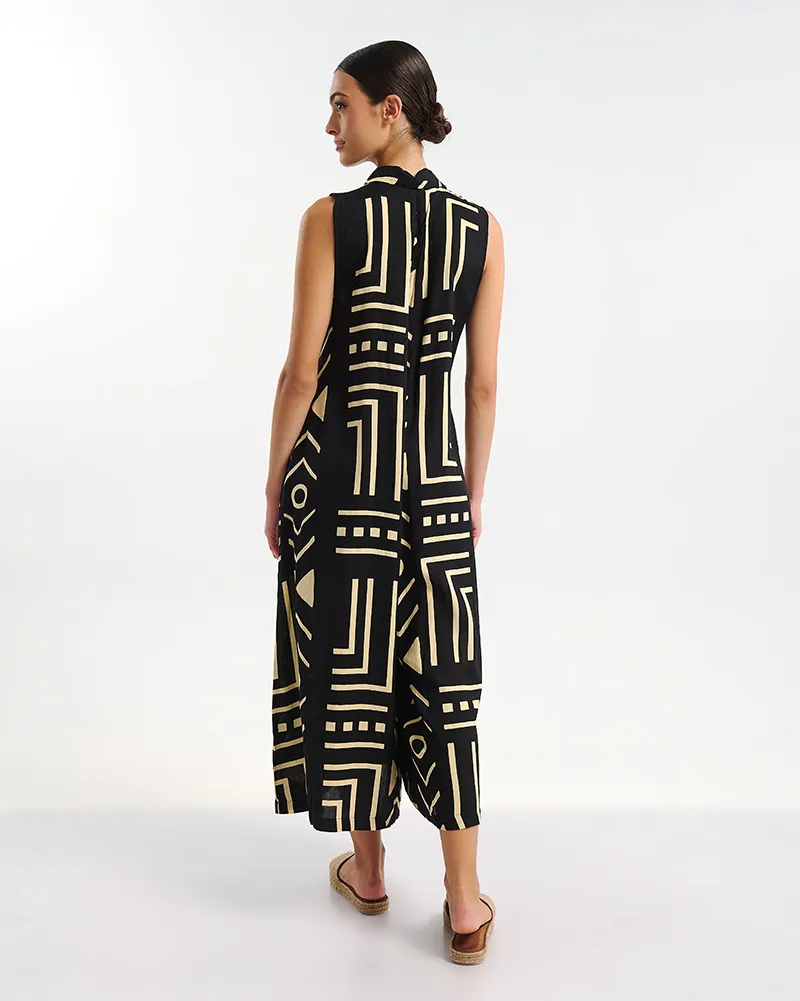 ΟΛΟΣΩΜΗ ΦΟΡΜΑ ΜΑΚΡΙΑ ΜΑΥΡΟ ΜΕ ΓΕΩΜΕΤΡΙΚΑ ΣΧΕΔΙΑ ONE SIZE (100% RAYON)