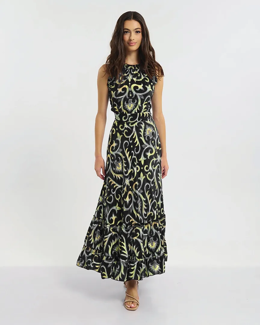 ΑΜΑΝΙΚΟ ΦΟΡΕΜΑ ΜΑΚΡΥ ΜΑΥΡΟ ΜΕ ΧΡΥΣΑ ΣΧΕΔΙΑ ONE SIZE (60% SILK 40% POLYESTER)