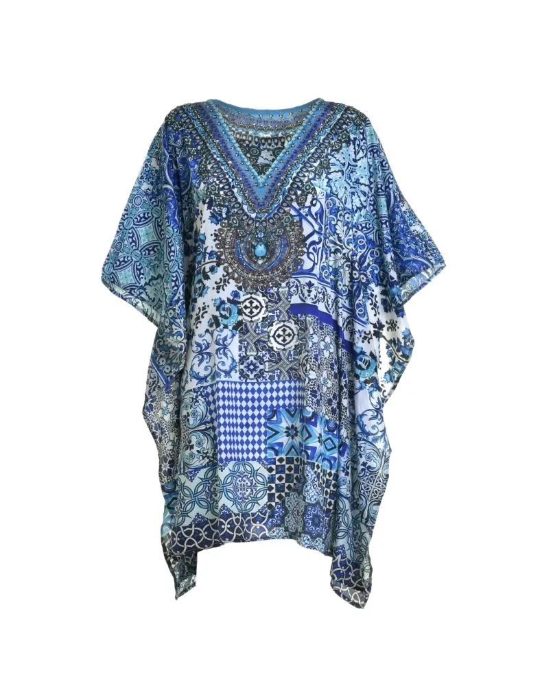 ΚΑΦΤΑΝΙ ΚΟΝΤΟ ΛΕΥΚΟ ΜΠΛΕ ΕΜΠΡΙΜΕ S/M (100% CREPE)